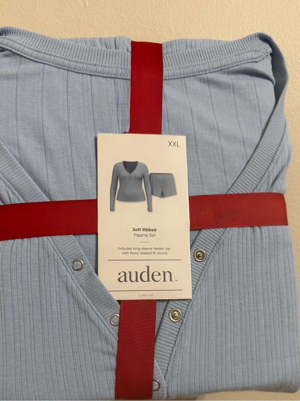 Auden Soft Ribbed Pajama Set in Light Blue